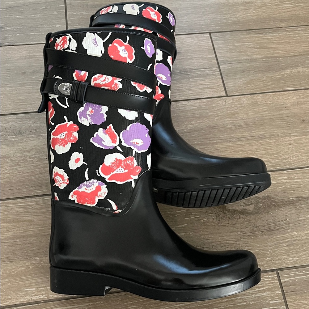 Coach Trisha II Black  Rubber Sole Boots